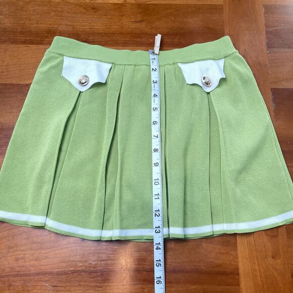 Daisy Sage Green Pleated Mini Skirt Women’s Large Preppy Tenniscore Knit Skort - Picture 6 of 11